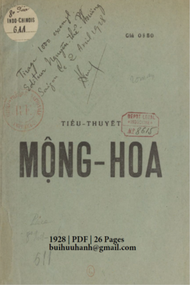 Mộng Hoa (NXB Tam Thanh 1928) - Nam Đình, 26 Trang