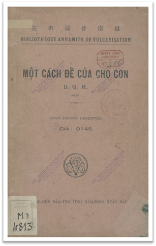 Một Cách Để Của Cho Con (NXB Nam Định 1926) - Đoàn Dụy Bình, 140 Trang