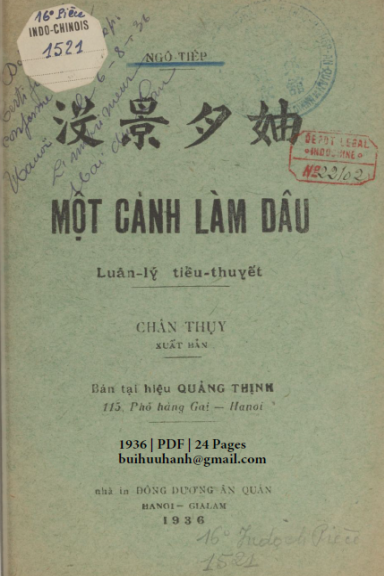 Một Cảnh Làm Dâu (NXB Đông Dương 1936) - Ngô Tiếp, 24 Trang