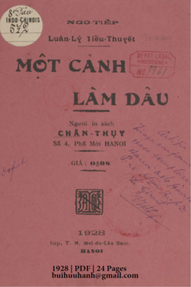 Một Cảnh Làm Dâu (NXB Thực Nghiệp 1928) - Ngô Tiếp, 24 Trang