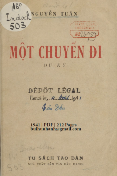 Một Chuyến Đi (NXB Tân Dân 1941) - Nguyễn Tuân, 212 Trang
