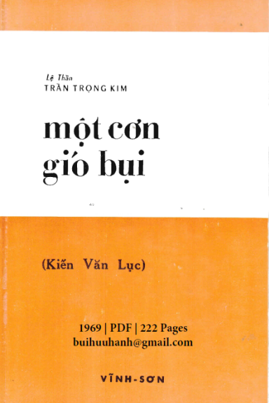 Một Cơn Gió Bụi-Kiến Văn Lục (NXB Vĩnh Sơn 1969) - Trần Trọng Kim, 222 Trang
