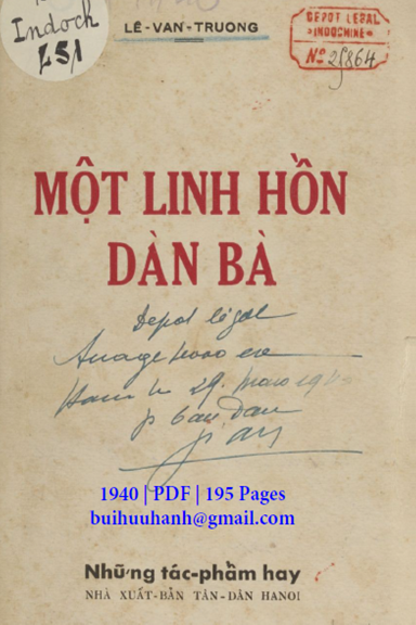 Một Linh Hồn Đàn Bà (NXB Tân Dân 1940) - Lê Văn Trương, 195 Trang