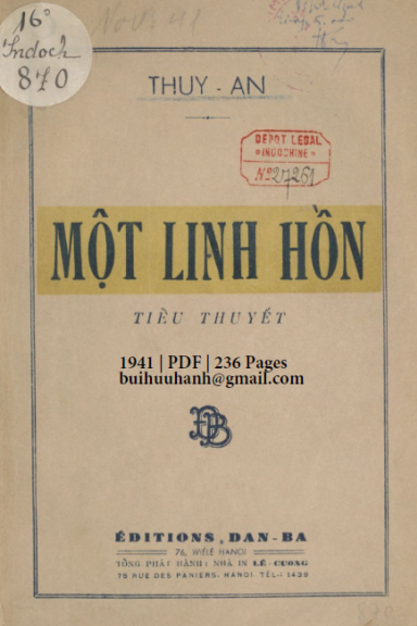 Một Linh Hồn (NXB Đàn Bà 1941) - Thụy An, 236 Trang