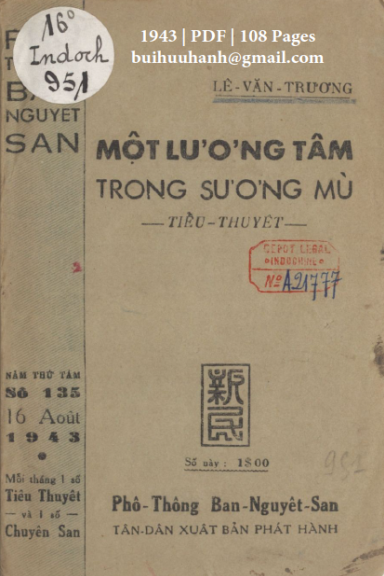 Một Lương Tâm Trong Sương Mù (NXB Tân Dân 1943) - Lê Văn Trương, 108 Trang