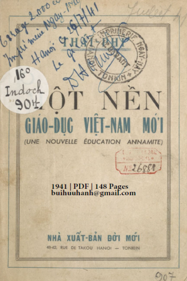 Một Nền Giáo Dục Việt Nam Mới (NXB Đời Mới 1941) - Thái Phỉ, 148 Trang