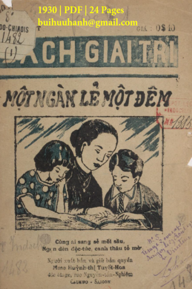 Một Ngàn Lẻ Một Đêm Cuốn 1-8 (NXB Tam Tông 1930) - Huỳnh Thị Tuyết Hoa, 174 Trang