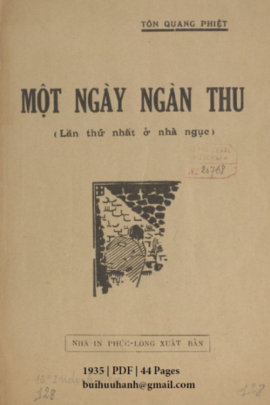 Một Ngày Ngàn Thu (NXB Phúc Long 1935) - Tôn Quang Phiệt, 44 Trang