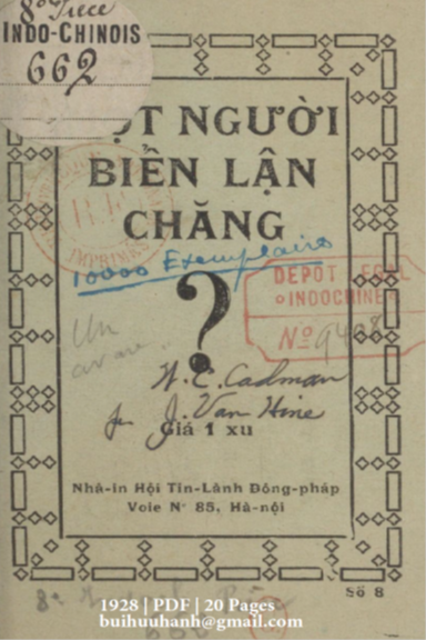 Một Người Biển Lận Chăng (NXB Tin Lành 1928) - Nhiều Tác Giả, 20 Trang