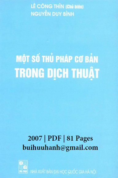 Một Số Thủ Pháp Cơ Bản Trong Dịch Thuật (NXB Đại Học Quốc Gia 2007) - Lê Công Thìn, 81 Trang
