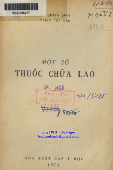 Một Số Thuốc Chữa Lao (NXB Y Học 1974) - Quang Quới, 163 Trang