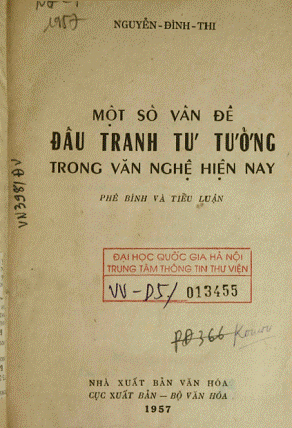 Một Số Vấn Đề Đấu Tranh Tư Tưởng Trong Văn Nghệ Hiện Nay ( NXB Văn Hóa 1957) - Nguyễn Đình Thi