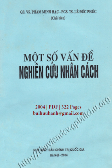 Một Số Vấn Đề Nghiên Cứu Nhân Cách (NXB Chính Trị 2004) - Phạm Minh Hạc, 321 Trang