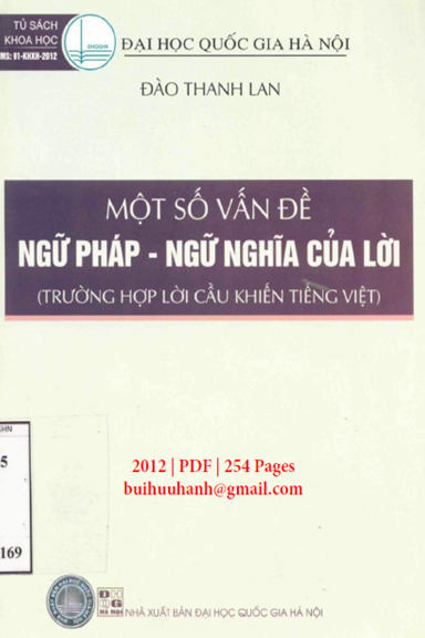 Một Số Vấn Đề Ngữ Pháp-Ngữ Nghĩa Của Lời (NXB Đại Học Quốc Gia 2012) - Đào Thanh Lan, 254 Trang