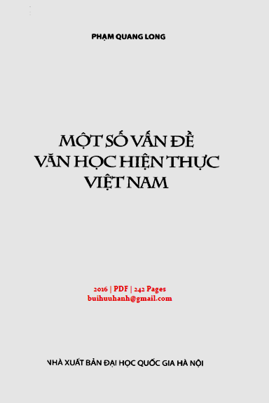 Một Số Vấn Đề Văn Học Hiện Thực Việt Nam (NXB Đại Học Quốc Gia 2016) - Phạm Quang Long, 242 Trang