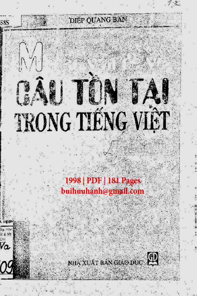 Một Số Vấn Đề Về Câu Tồn Tại Trong Tiếng Việt (NXB Giáo Dục 1998) - Diệp Quang Ban, 181 Trang