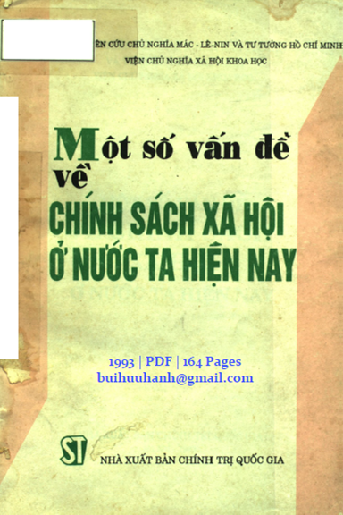 Một Số Vấn Đề Về Chính Sách Xã Hội Ở Nước Ta Hiện Nay (NXB Chính Trị 1993) - Hoàng Chí Bảo 164 Trang