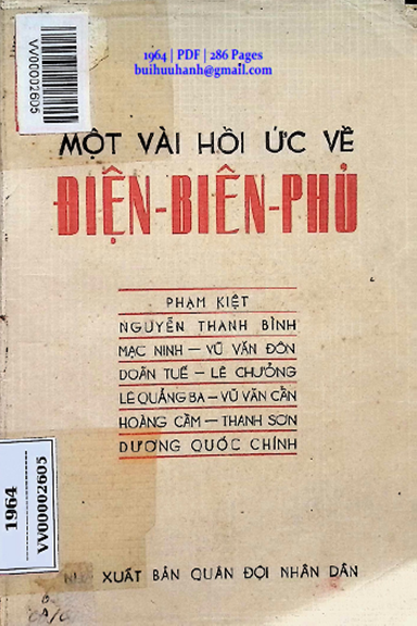 Một Vài Hồi Ức Về Điện Biên Phủ Tập 2 (NXB Quân Đội 1964) - Phạm Kiệt, 286 Trang