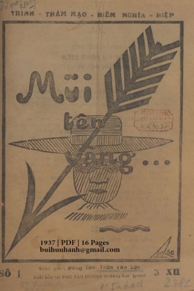 Mũi Tên Vàng Số 1-4 (NXB Phú Văn Đường 1937) - Trần Văn Lộc, 72 Trang