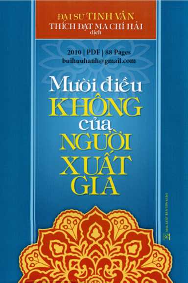 Mười Điều Không Của Người Xuất Gia (NXB Tổng Hợp 2010) - Tịnh Vân, 88 Trang