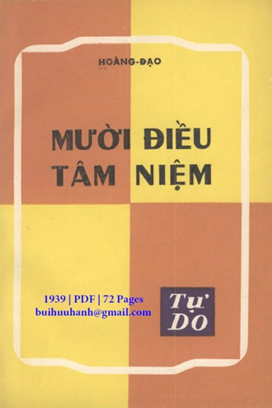 Mười Điều Tâm Niệm (NXB Tự Do 1939) - Hoàng Đạo, 72 Trang