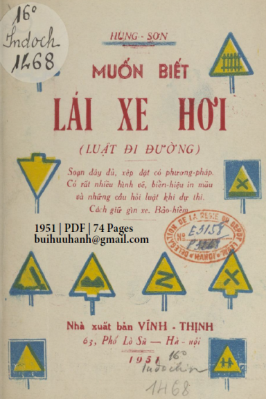 Muốn Biết Lái Xe Hơi (NXB Vĩnh Thịnh 1951) - Hùng Sơn, 74 Trang