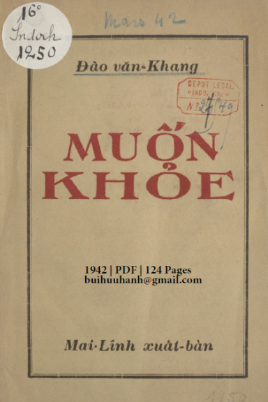 Muốn Khỏe (NXB Mai Lĩnh 1942) - Đào Văn Khang, 124 Trang