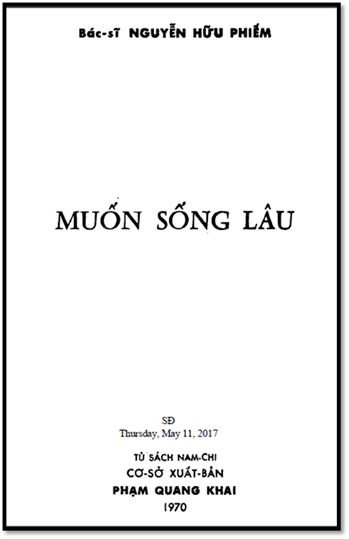 Muốn Sống Lâu (NXB Phạm Quang Khai 1970) - Nguyễn Hữu Phiếm, 212 Trang