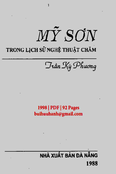 Mỹ Sơn Trong Lịch Sử Nghệ Thuật Chăm (NXB Đà Nẵng 1998) - Trần Kỳ Phương, 92 Trang