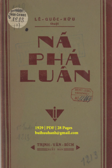 Nã Phá Luân Quyển 1 (NXB Trịnh Văn Bích 1929) - Lê Quốc Hữu, 28 Trang
