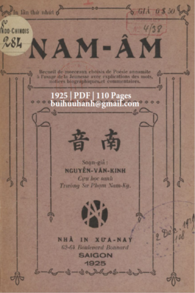 Nam Âm (NXB Xưa Nay 1925) - Nguyễn Văn Kinh, 110 Trang