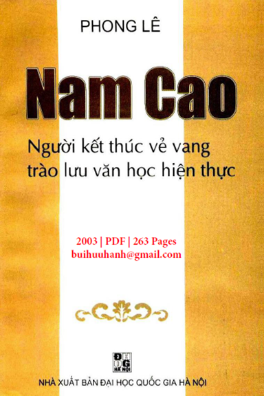 Nam Cao-Người Kết Thúc Vẻ Vang Trào Lưu Văn Học Hiện Thực (NXB Đại Học Quốc Gia 2003) - Phong Lê
