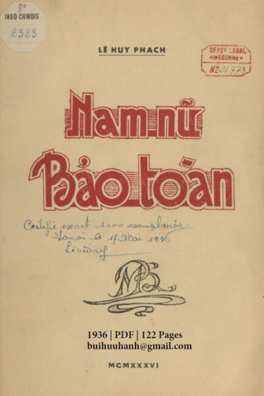 Nam Nữ Bảo Toàn (NXB Lê Cường 1936) - Lê Huy Phách, 122 Trang