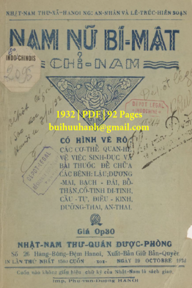 Nam Nữ Bí Mật Chỉ Nam (NXB Nhật Nam 1932) - Lê Trúc Hiền, 92 Trang