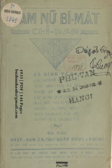 Nam Nữ Bí Mật Chỉ Nam (NXB Nhật Nam 1933) - Lê Trúc Hiền, 144 Trang