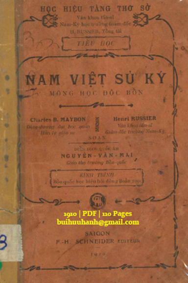 Nam Việt Sử Ký (NXB Sài Gòn 1910) - Charles B. Maybon, 110 Trang