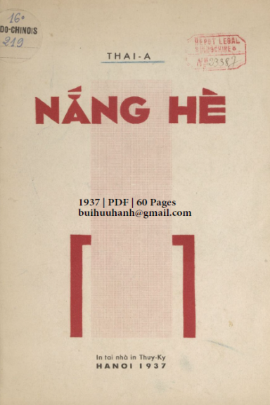 Nắng Hè (NXB Thụy Ký 1937) - Thái A, 60 Trang