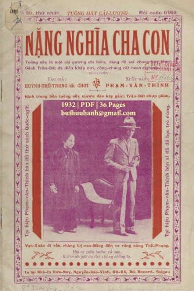 Nặng Nghĩa Cha Con (NXB Xưa Nay 1932) - Huỳnh Thũ Trung, 36 Trang