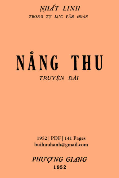 Nắng Thu (NXB Phượng Giang 1952) - Nhất Linh, 141 Trang