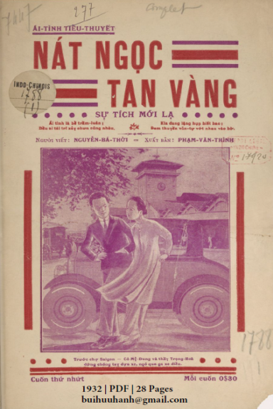 Nát Ngọc Tan Vàng Cuốn 1 (NXB Xưa Nay 1932) - Nguyễn Bá Thời, 28 Trang