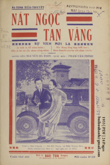 Nát Ngọc Tan Vàng Cuốn 2 (NXB Bảo Tồn 1933) - Nguyễn Bá Thời, 24 Trang