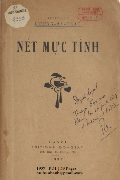 Nét Mực Tình (NXB Đông Tây 1937) - Dương Bá Trạc, 58 Trang