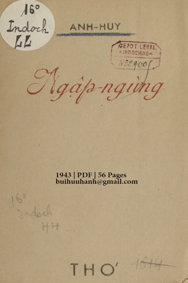 Ngập Ngừng (NXB Thạnh Mậu 1943) - Anh Huy, 56 Trang