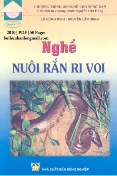 Nghề Nuôi Rắn Ri Voi (NXB Nông Nghiệp 2010) - Lê Hùng Minh, 50 Trang