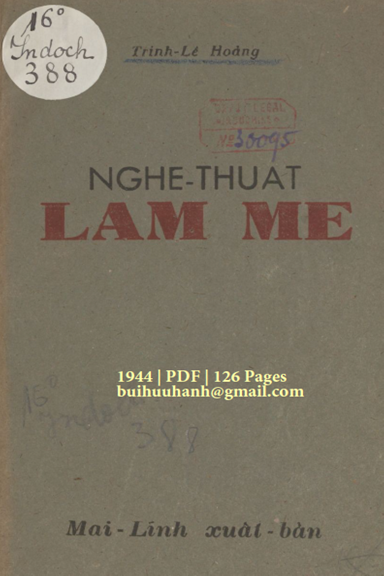 Nghệ Thuật Làm Mẹ (NXB Mai Lĩnh 1944) - Trịnh Lê Hoàng, 126 Trang