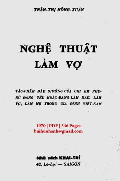 Nghệ Thuật Làm Vợ (NXB Khai Trí 1970) - Trần Thị Hồng Xuân, 346 Trang