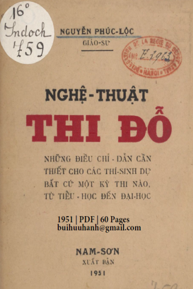 Nghệ Thuật Thi Đỗ (NXB Nam Sơn 1951) - Nguyễn Phúc Lộc, 60 Trang