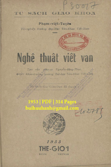 Nghệ Thuật Viết Văn (NXB Thế Giới 1953) - Phạm Việt Tuyền, 310 Trang