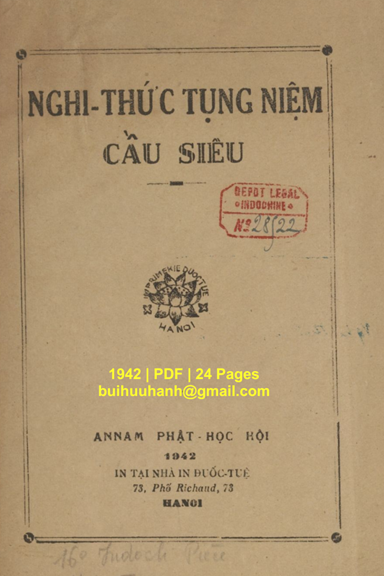 Nghi Thức Tụng Niệm Cầu Siêu (NXB Đuốc Tuệ 1942) - Annam Phật Học, 24 Trang