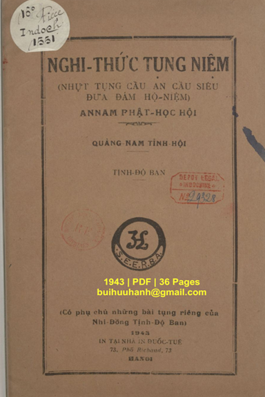 Nghi Thức Tụng Niệm Nhựt Tụng Cầu An Cầu Siêu Đưa Đám Hộ Niệm (NXB Đuốc Tuệ 1943) - Annam Phật Học